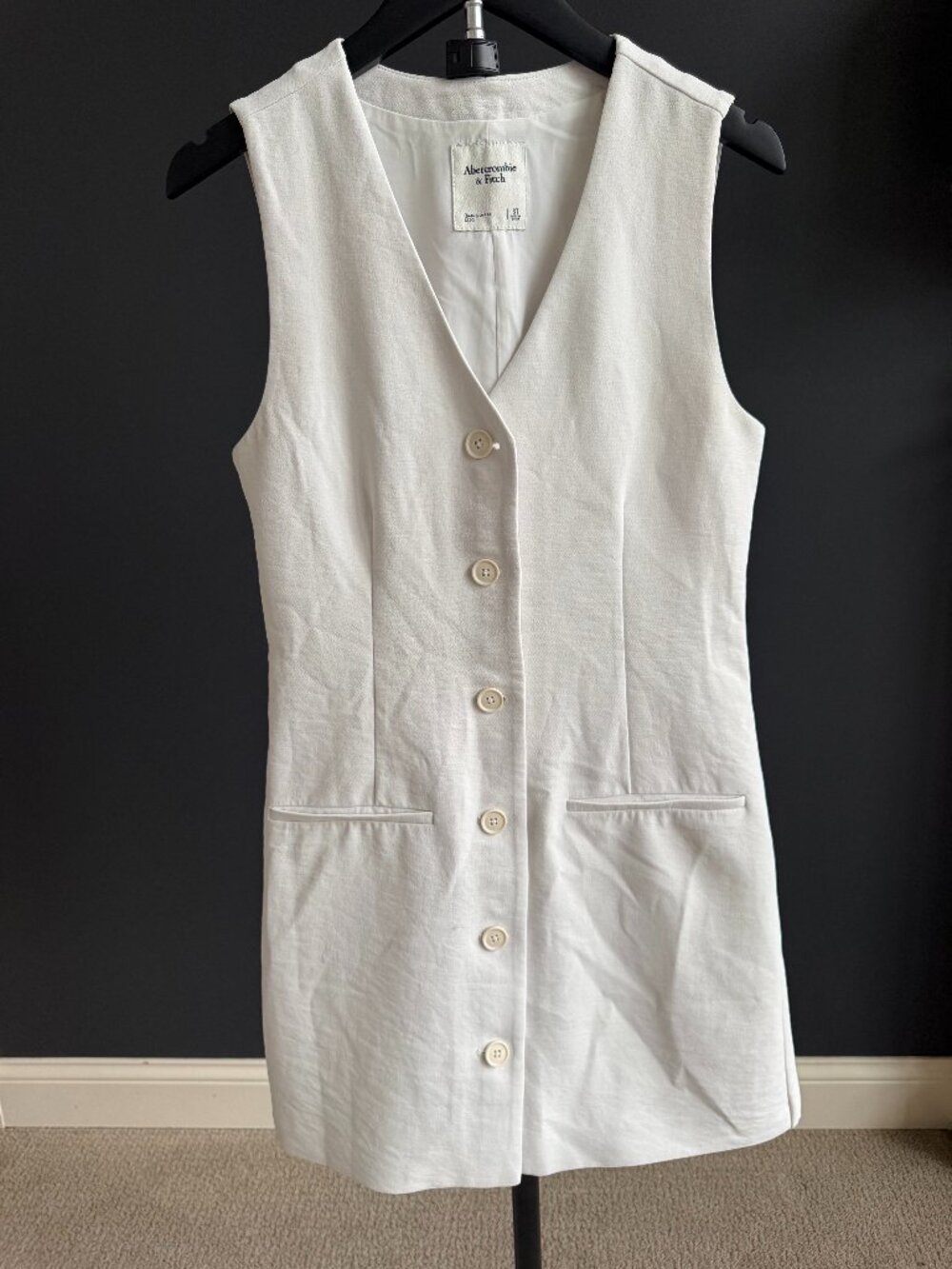 Abercrombie Ivory Button-Front Vest Mini Dress